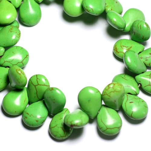20pc - perles turquoise synthèse gouttes 16mm vert   4558550031600