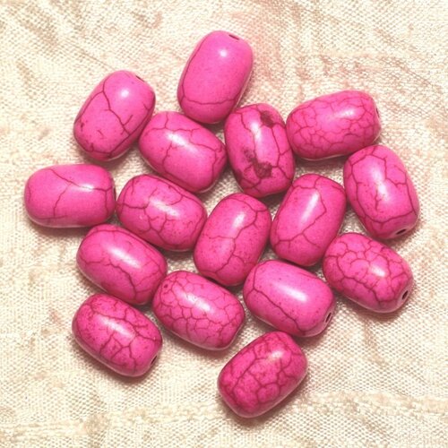 10pc - perles turquoise synthèse tonneaux 14x9mm - rose  4558550031495