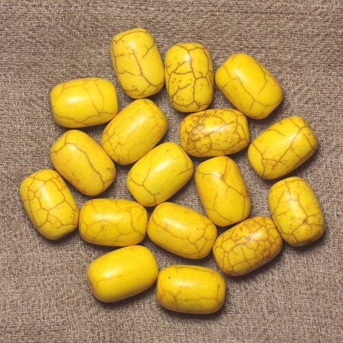 10pc - perles turquoise synthèse tonneaux 14x9mm - jaune  4558550031457