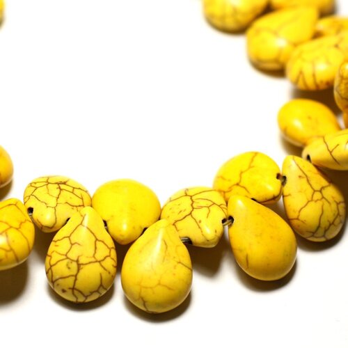 20pc - perles turquoise synthèse gouttes 16mm jaune   4558550031426