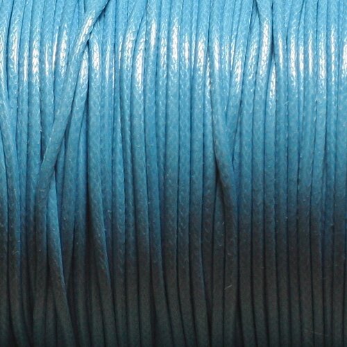 5 mètres - cordon de coton ciré 1.5mm bleu turquoise azur - 4558550031341