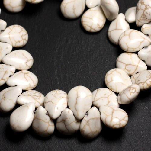 20pc - perles turquoise synthèse gouttes 16mm blanc crème   4558550031211