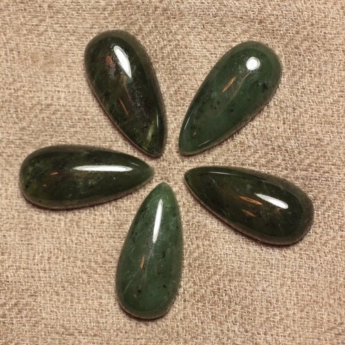 Cabochon de pierre - jade canada néphrite - goutte 25x12mm  4558550031006