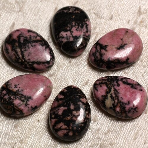 Pendentif pierre semi précieuse - rhodonite goutte 25mm rose noir gris - 4558550030634
