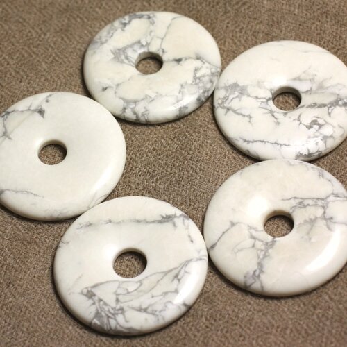Pendentif donut pierre semi précieuse - howlite donut pi 40mm  4558550030443