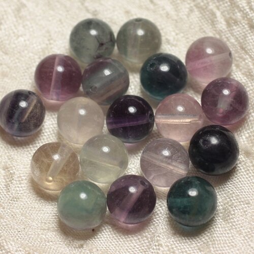 5pc - perles de pierre - fluorite multicolore boules 10mm  4558550030399