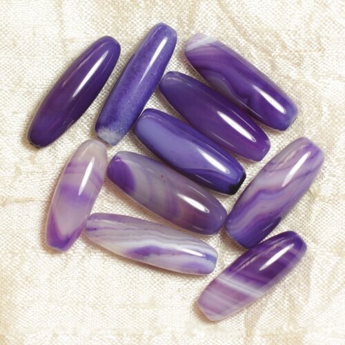 1pc - perle pierre - agate olive riz fuseau 26-30mm violet mauve blanc - 4558550030207