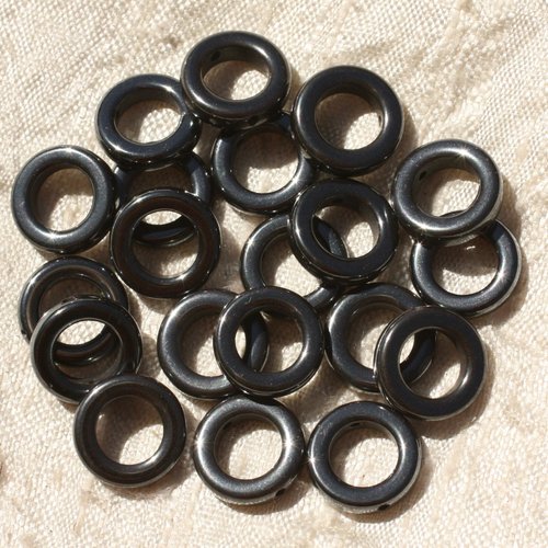 10pc - perles de pierre - hematite cercles donuts 10mm - 4558550030153
