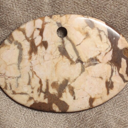 Pendentif en pierre semi précieuse - jaspe zèbre 70x50mm n°1  4558550006455