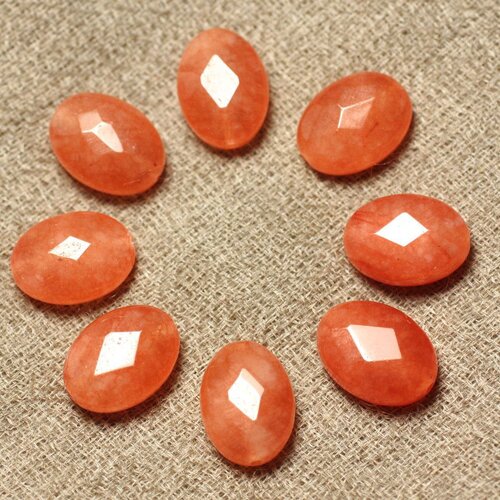 2pc - perles de pierre - jade ovales facettés 14x10mm orange capucine - 4558550030030