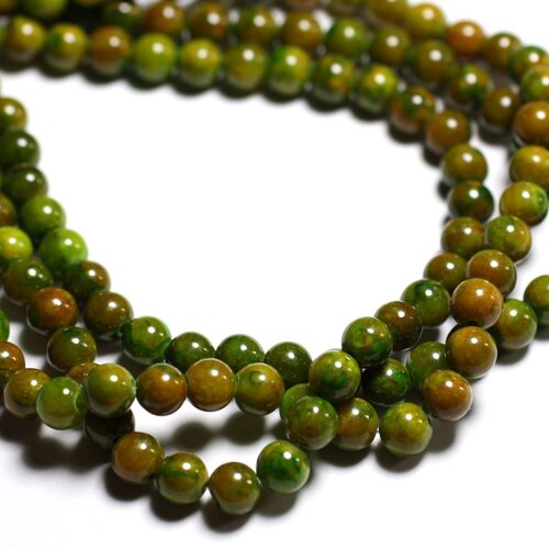 20pc - perles de pierre - jade boules 6mm vert orange  4558550029584