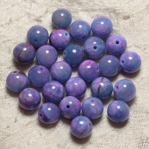 10pc - perles de pierre - jade bleu et rose boules 10mm  4558550029768