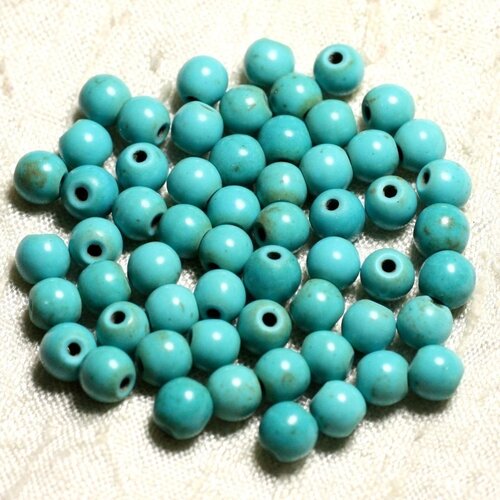 40pc - perles turquoise synthèse boules 6mm bleu turquoise   4558550029669