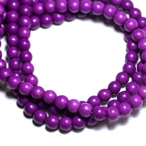 40pc - perles turquoise synthèse boules 6mm violet   4558550029454