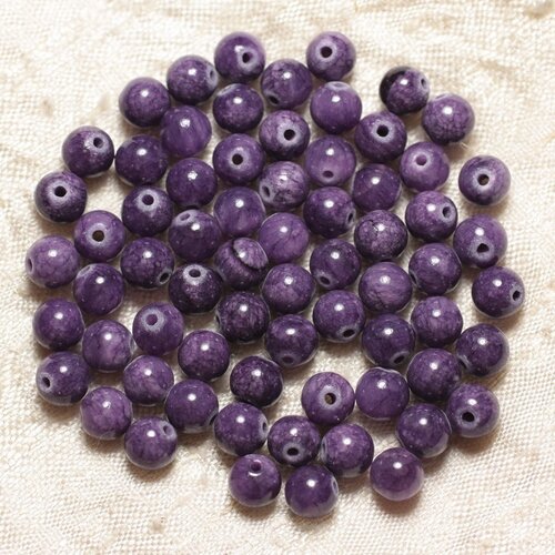 20pc - perles pierre - jade boules 6mm violet mauve - 4558550029287