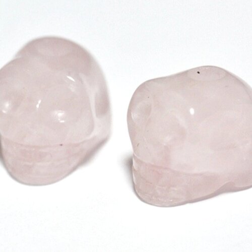 1pc - perle de pierre quartz rose - crâne tête de mort 14x10mm perçage dessus - 4558550029140