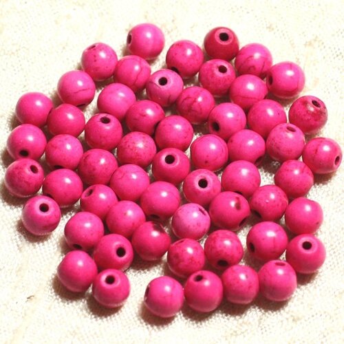 40pc - perles turquoise synthèse boules 6mm rose   4558550028938