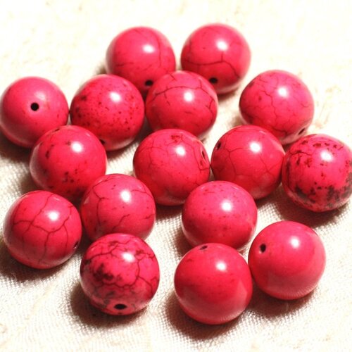4pc - perles turquoise synthèse boules 14mm rose   4558550028877
