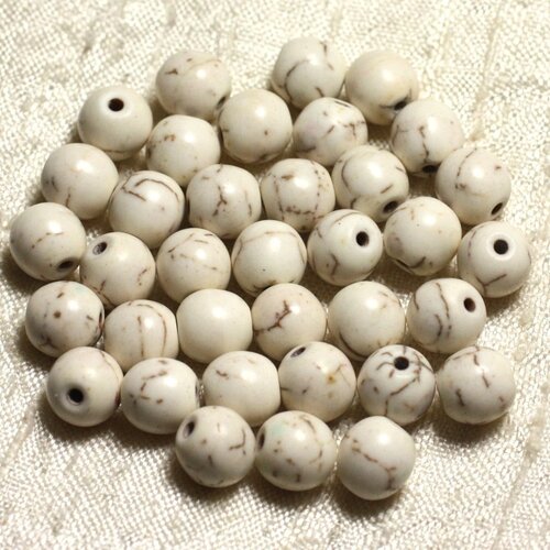 20pc - perles turquoise synthèse boules 8mm blanc   4558550028846