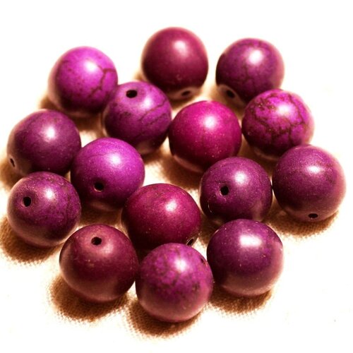 10pc - perles turquoise synthèse boules 12mm violet   4558550028808