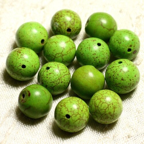 10pc - perles turquoise synthèse boules 12mm vert   4558550028785