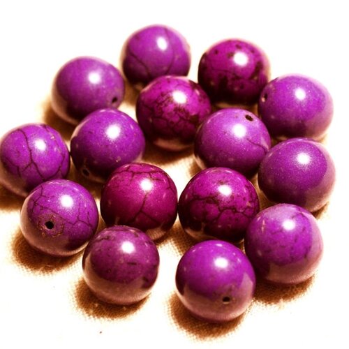 4pc - perles turquoise synthèse boules 14mm violet   4558550028716