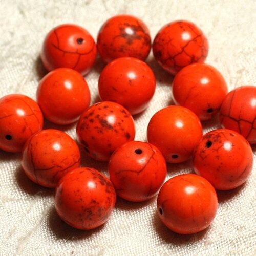 4pc - perles turquoise synthèse boules 14mm orange   4558550028709