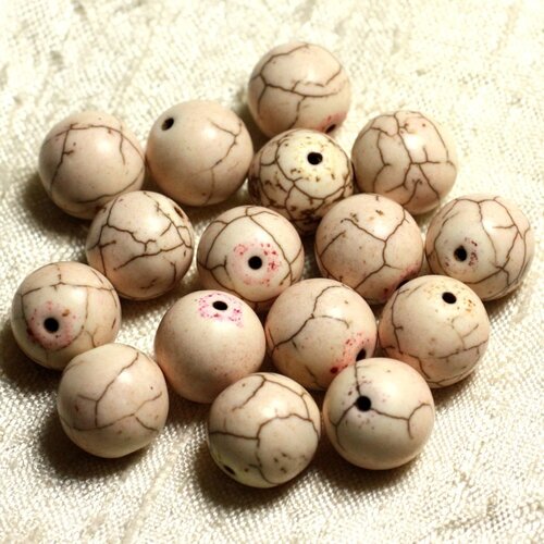 10pc - perles turquoise synthèse boules 12mm blanc   4558550028693