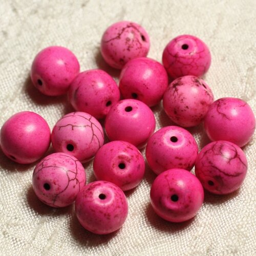 10pc - perles turquoise synthèse boules 12mm rose   4558550008251