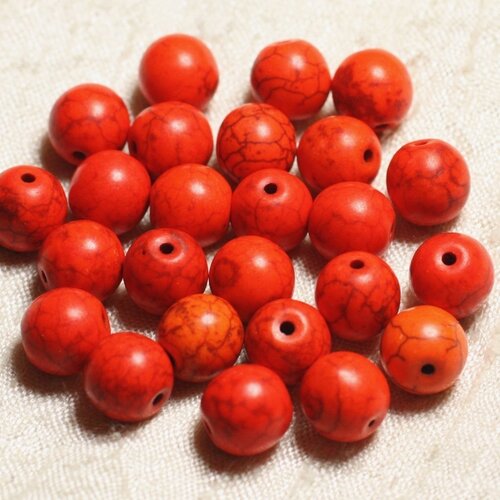 10pc - perles turquoise synthèse boules 10mm orange   4558550028532