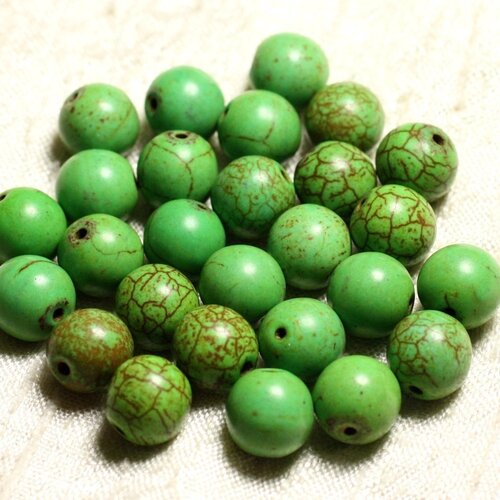 10pc - perles turquoise synthèse boules 10mm vert   4558550028495