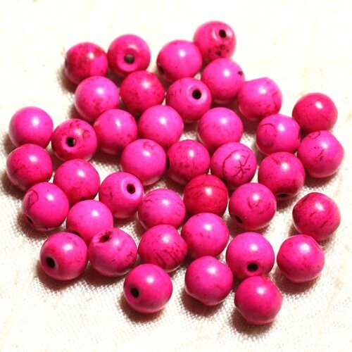 20pc - perles turquoise synthèse boules 8mm rose   4558550028419