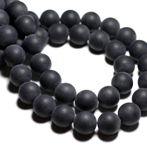 10pc - perles de pierre - onyx noir mat sablé boules 10mm   4558550028396