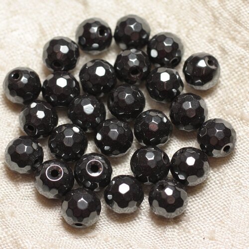 10pc - perles de pierre - hématite boules facettées 8mm  4558550028365