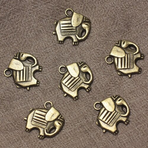 40pc - perles breloques pendentifs métal bronze elephant 19mm   4558550028259