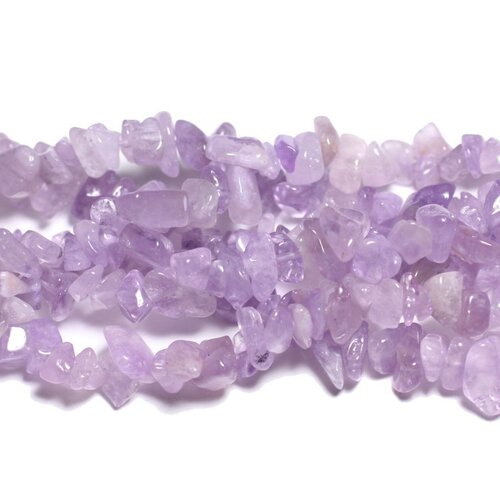110pc environ - perles pierre - amethyste claire rocailles chips 5-10mm violet mauve lavande - 4558550028044