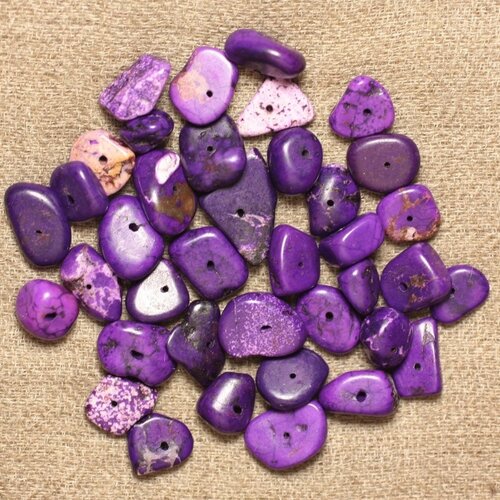 10pc - perles turquoise synthèse - chips rocailles 6-12mm violet  4558550027917