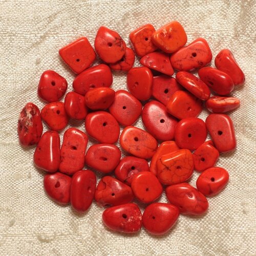10pc - perles turquoise synthèse - chips rocailles 6-12mm orange  4558550027887