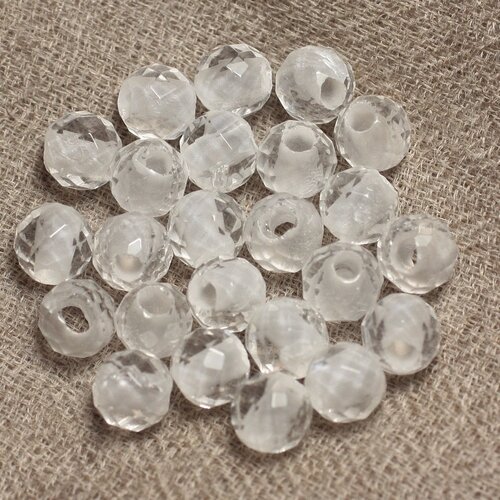 2pc - perles de pierre perçage 2.5mm - cristal quartz facetté 8mm  4558550027702