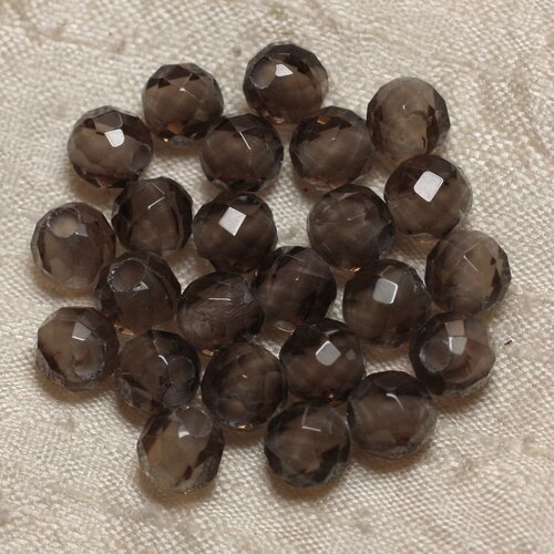 2pc - perles de pierre perçage 2.5mm - quartz fumé facetté 8mm  4558550025234