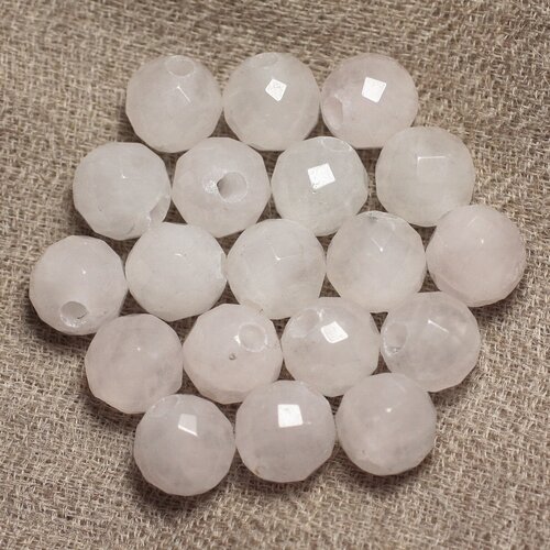 2pc - perles de pierre perçage 2.5mm - quartz rose facetté 10mm  4558550027566