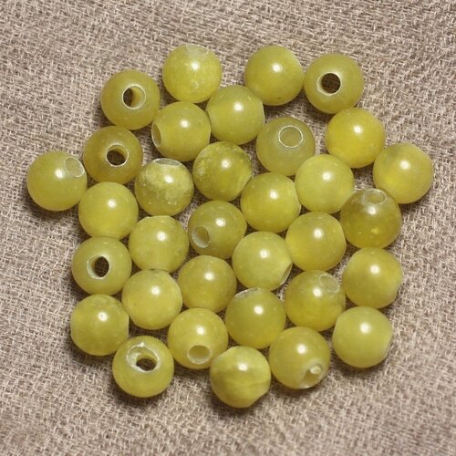 5pc - perles de pierre perçage 2.5mm - jade vert olive 8mm  4558550027559