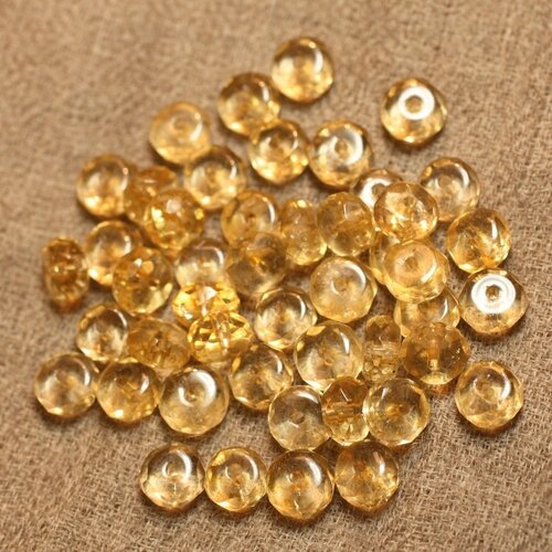 5pc - perles de pierre - citrine rondelles facettées 7x4mm   4558550027511