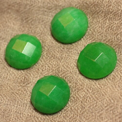 1pc - cabochon de pierre - jade rond facetté 20mm vert emeraude - 4558550027504