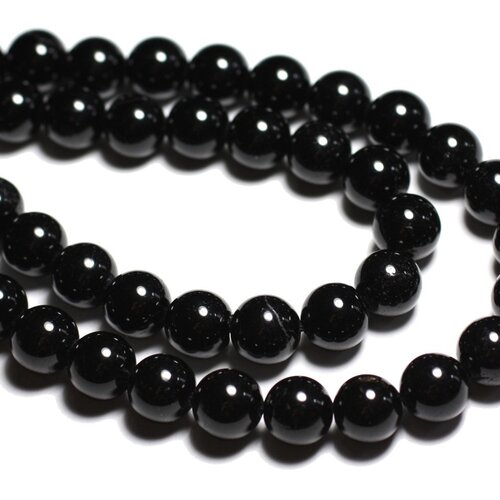 10pc - perles de pierre - tourmaline noire boules 4mm   4558550024251