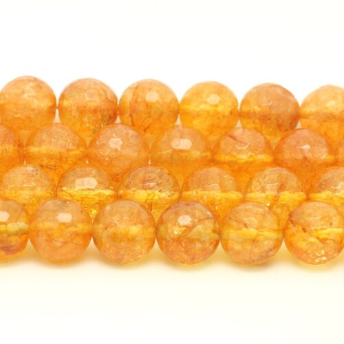 2pc - perles de pierre - citrine boules facettées 10mm  4558550027375