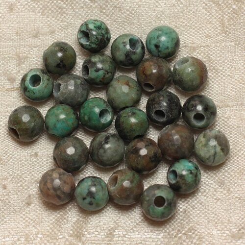 2pc - perles de pierre perçage 2.5mm - turquoise afrique facettée 8mm  4558550027351