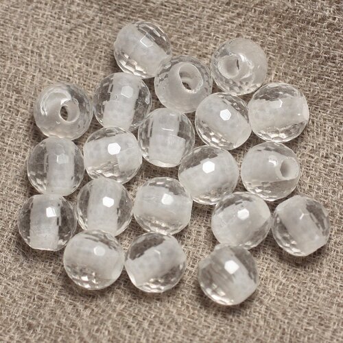 2pc - perles de pierre perçage 2.5mm - cristal quartz facetté 8mm  4558550027283