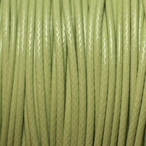 5 mètres - fil corde cordon coton ciré 1mm vert clair anis pastel - 4558550027184
