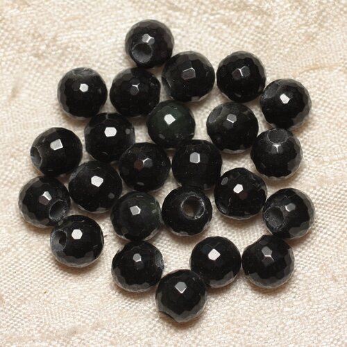 2pc - perles de pierre perçage 2.5mm - obsidienne facettée 8mm  4558550027160